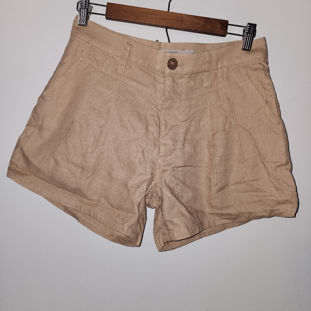 Hudson Pleated Khaki Linen Shorts Size 27 NWT